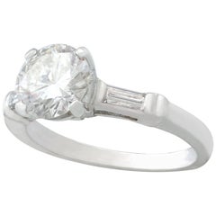 1.07 Carat Diamond and Platinum Solitaire Engagement Ring Vintage, 1950s