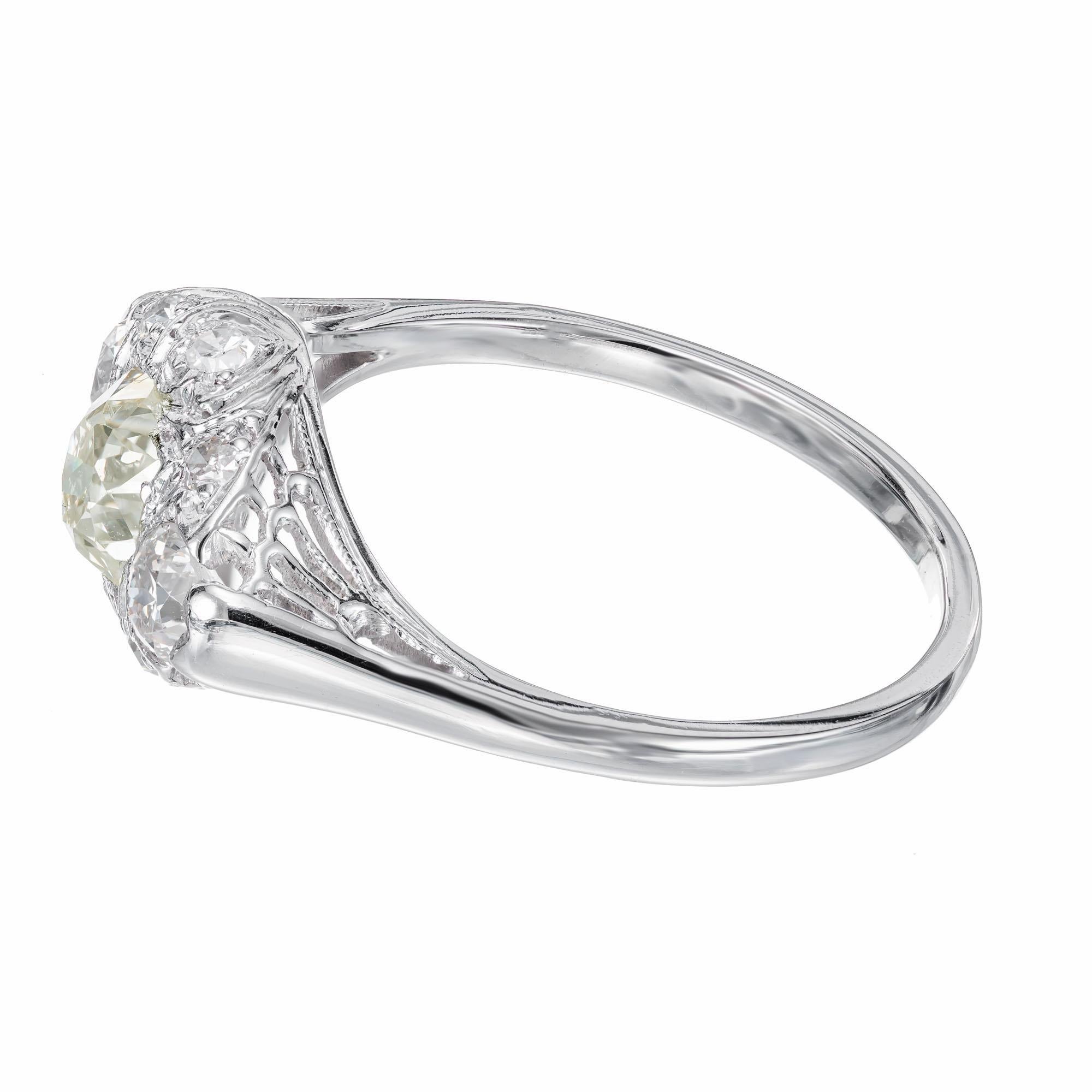 Old Mine Cut 1.07 Carat Diamond Platinum Engagement Ring For Sale