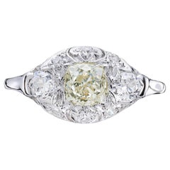 Vintage 1.07 Carat Diamond Platinum Engagement Ring