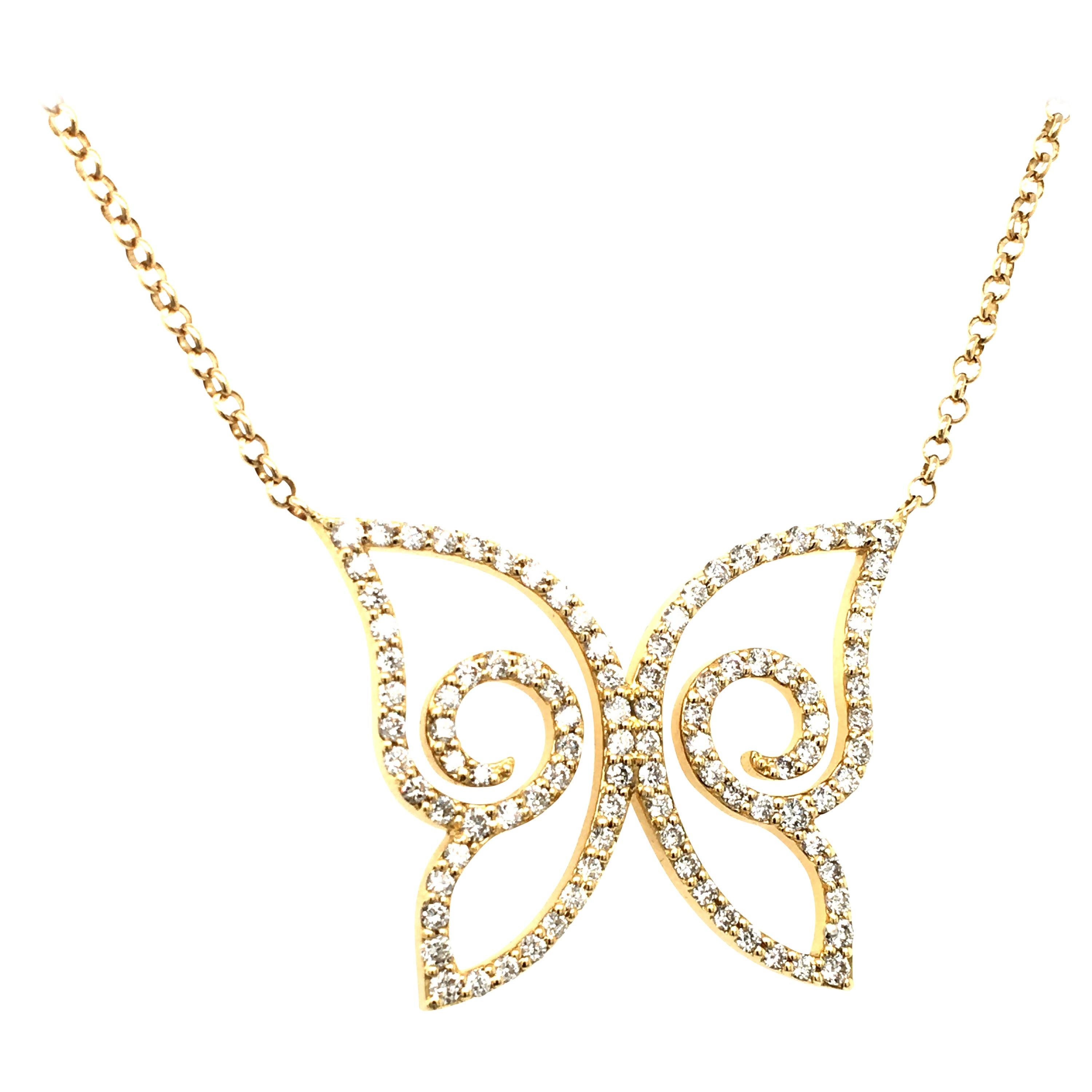 1.07 Carat Diamonds Butterfly Pendent Made in Italy For Sale