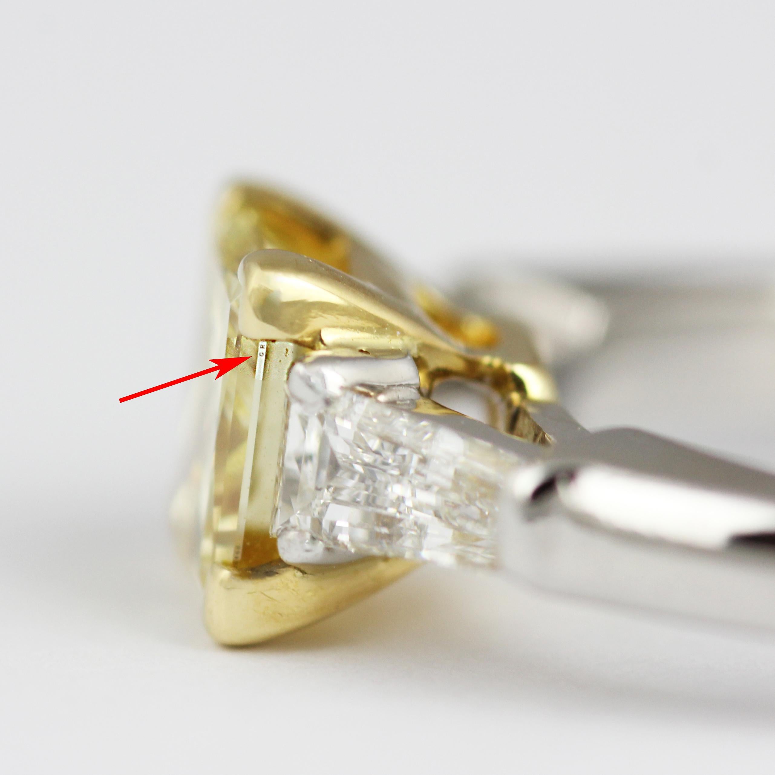 Modern GIA Certified Graff Yellow Diamond 1.07ct Princess Cut Platinum Engagement Ring