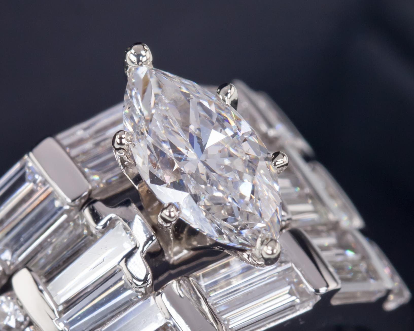 Women's 1.07 Carat Marquise Diamond Wedding Set in Platinum Three Rings