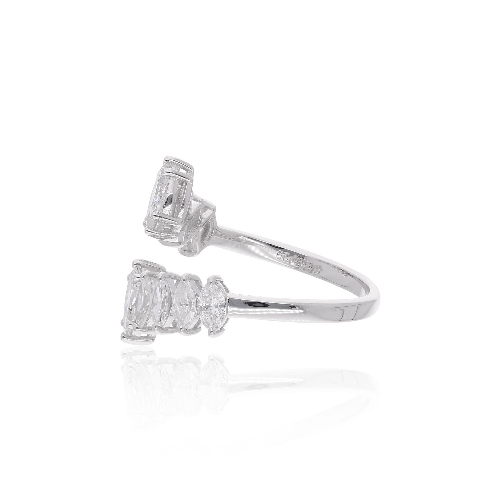 Moderno Anello a fascia con diamante marquise da 1,07 carati in oro bianco 18 carati Gioielli fatti a mano in vendita