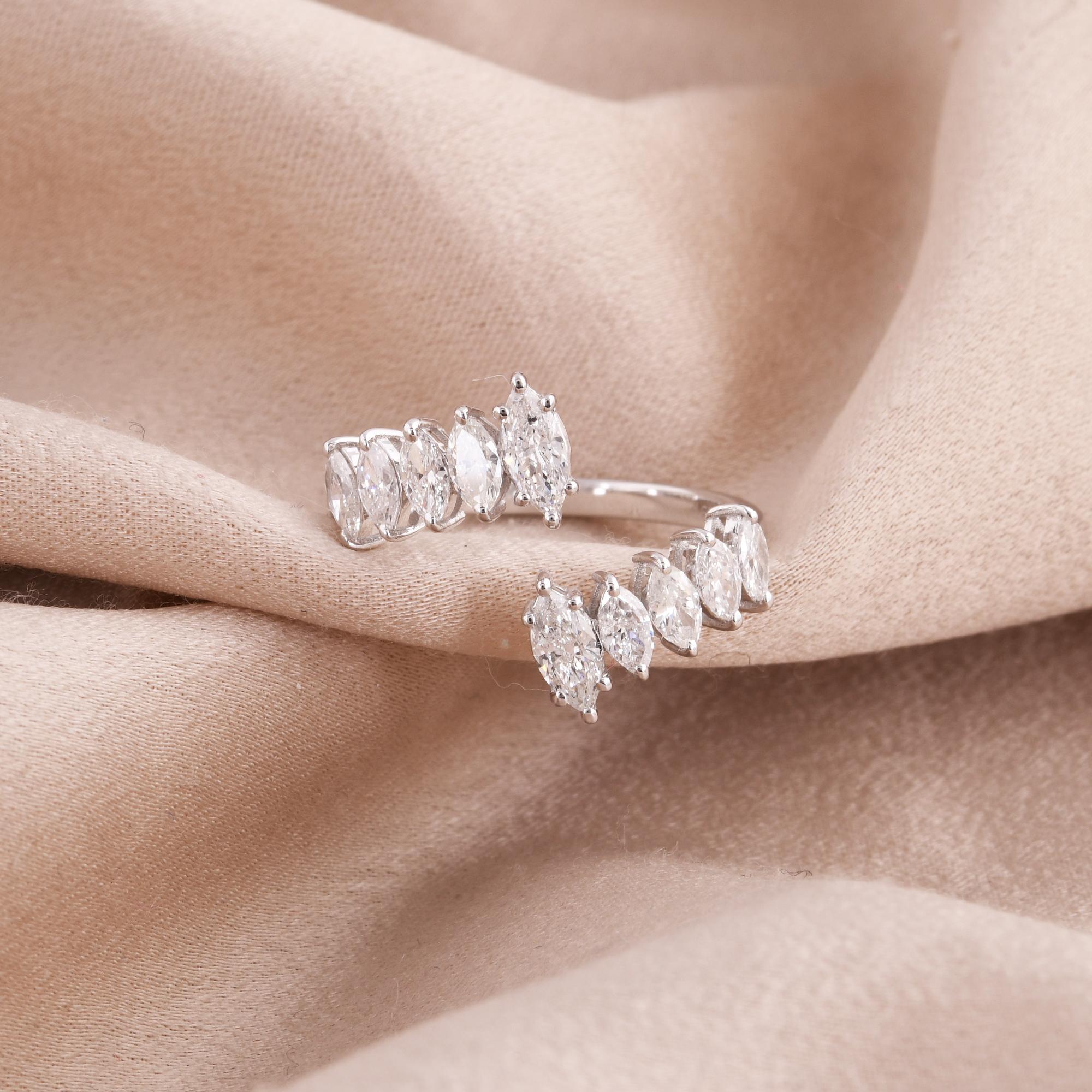 Taglio marquise Anello a fascia con diamante marquise da 1,07 carati in oro bianco 18 carati Gioielli fatti a mano in vendita