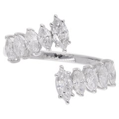Anello a fascia con diamante marquise da 1,07 carati in oro bianco 18 carati Gioielli fatti a mano