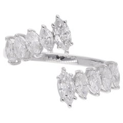 Anillo envolvente de diamantes marquesa de 1,07 quilates Oro blanco de 18 quilates Joyería fina hecha a mano