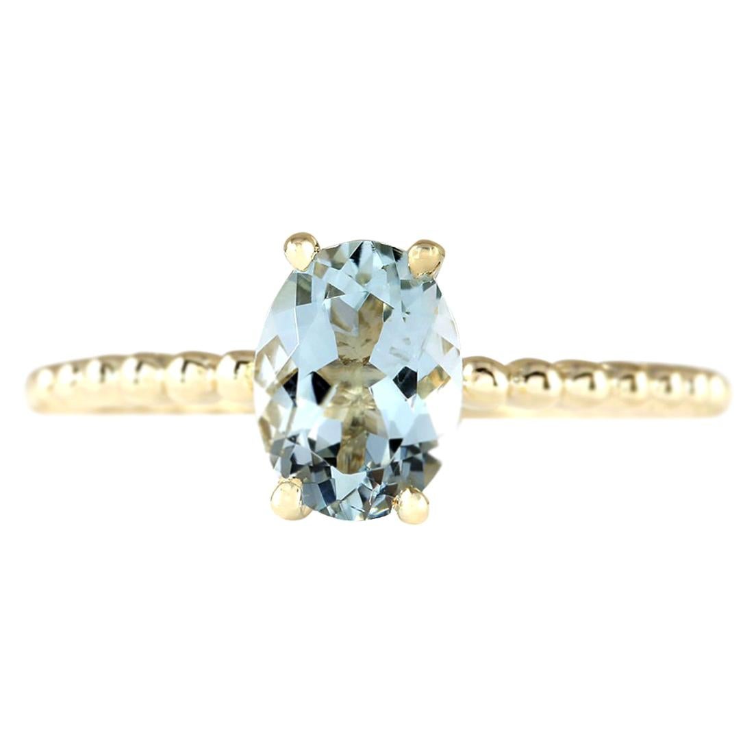 Natural Aquamarine Ring In 14 Karat Yellow Gold  For Sale