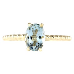 Natural Aquamarine Ring In 14 Karat Yellow Gold 