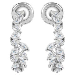 1.07 Carat Natural Pear Marquise Diamond Hoop Earrings 18K White Gold