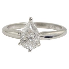 1.07 Carat Natural Pear Shape Diamond Solitaire Ring, I2, G