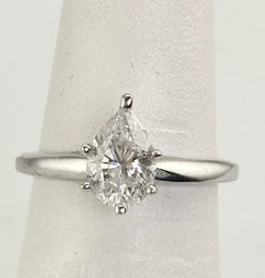 1.07 Carat Natural Pear Shape Diamond Solitaire Ring, I2, G