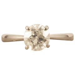 1,07 Karat Solitär-Ring aus 18 Karat Weißgold mit Diamant im alteuropäischen Schliff