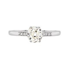 1.07 Carat Old Mine Cut Diamond Platinum Engagement Ring