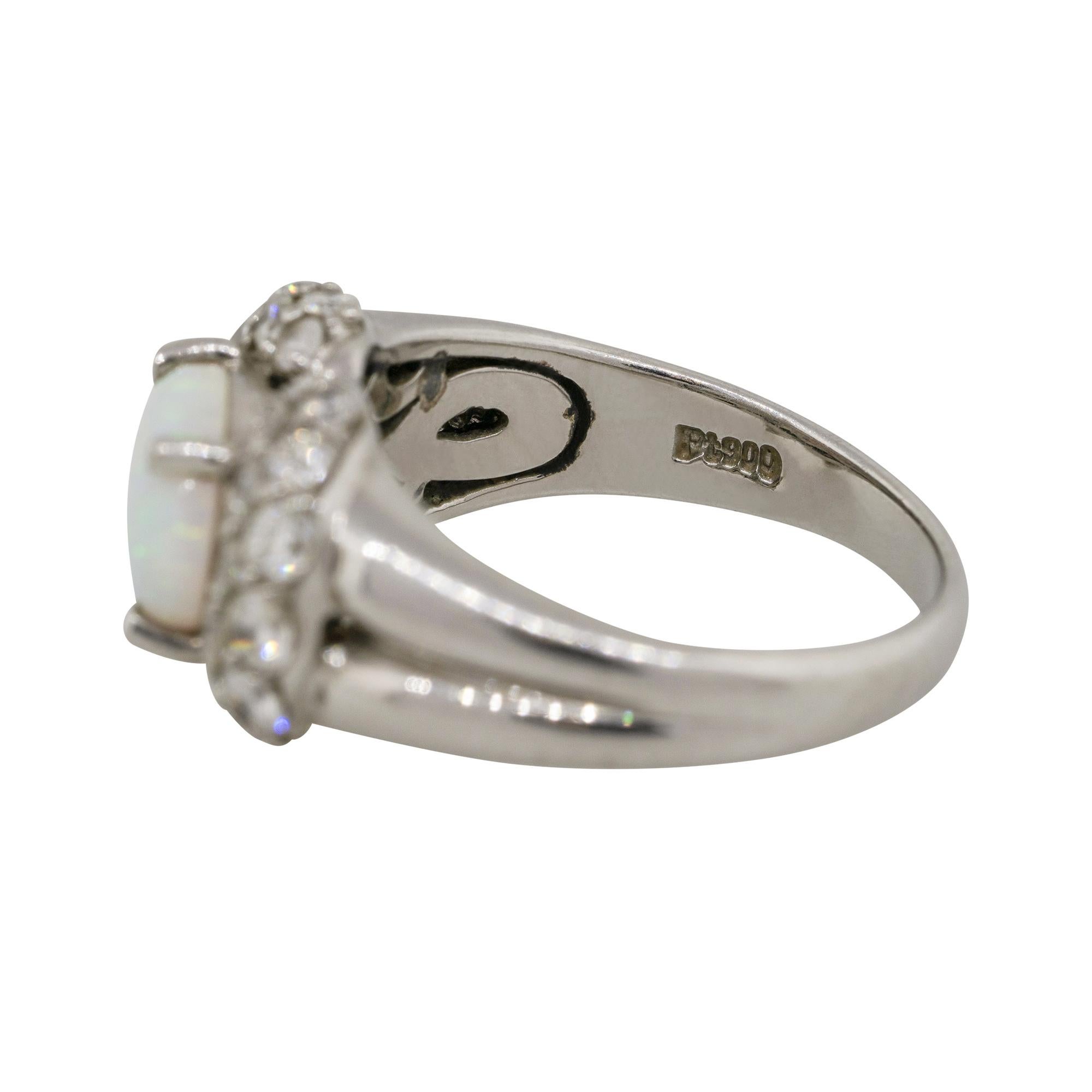 Women's 1.07 Carat Oval Cut Opal Diamond Cluster Ring Platinum in Stock