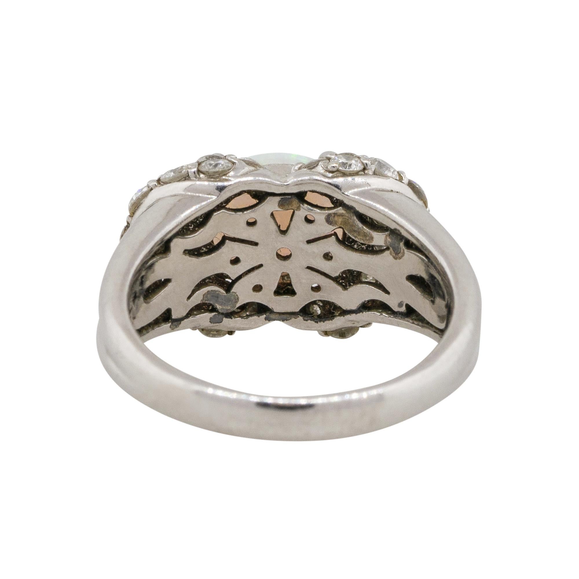 1.07 Carat Oval Cut Opal Diamond Cluster Ring Platinum in Stock 1