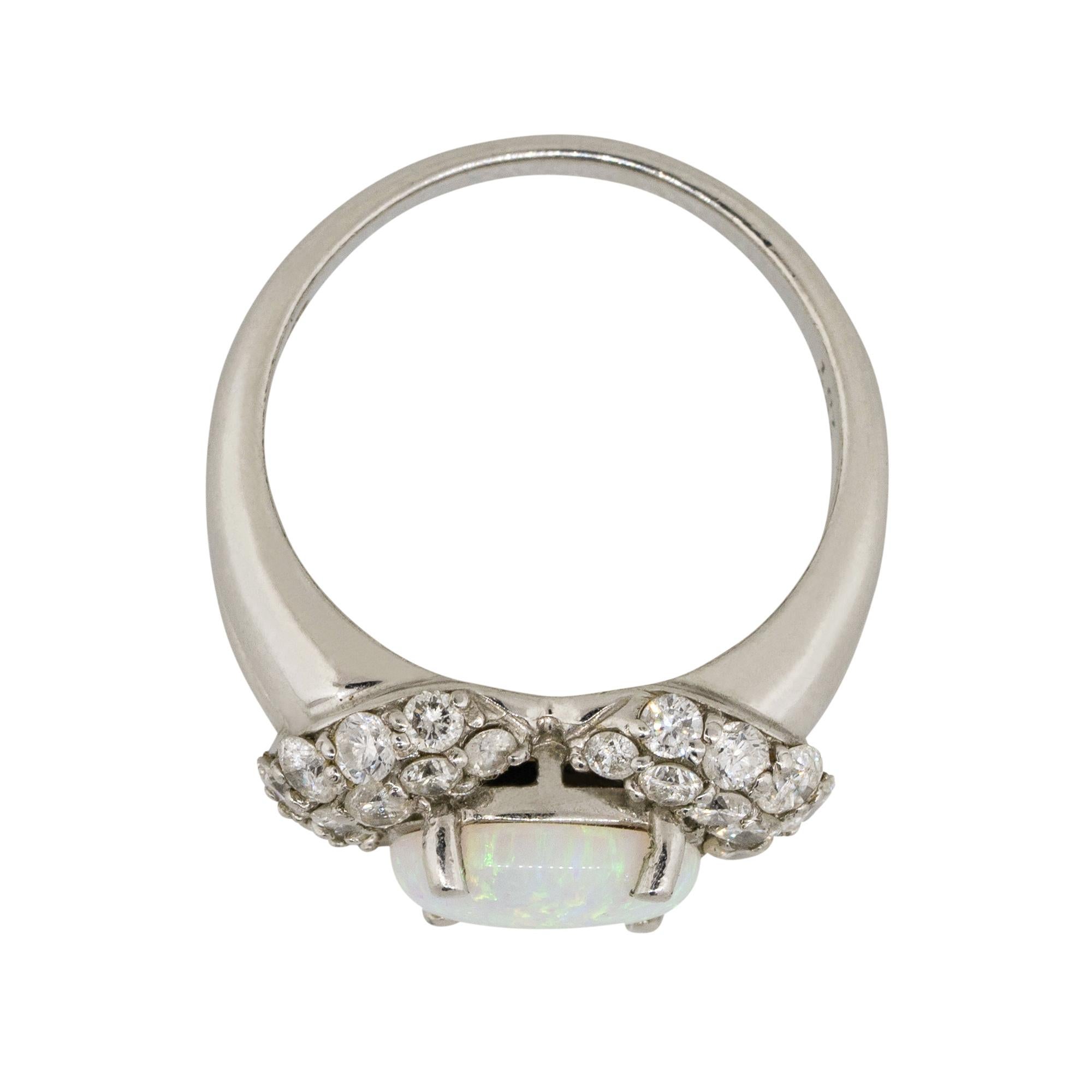 1.07 Carat Oval Cut Opal Diamond Cluster Ring Platinum in Stock 2
