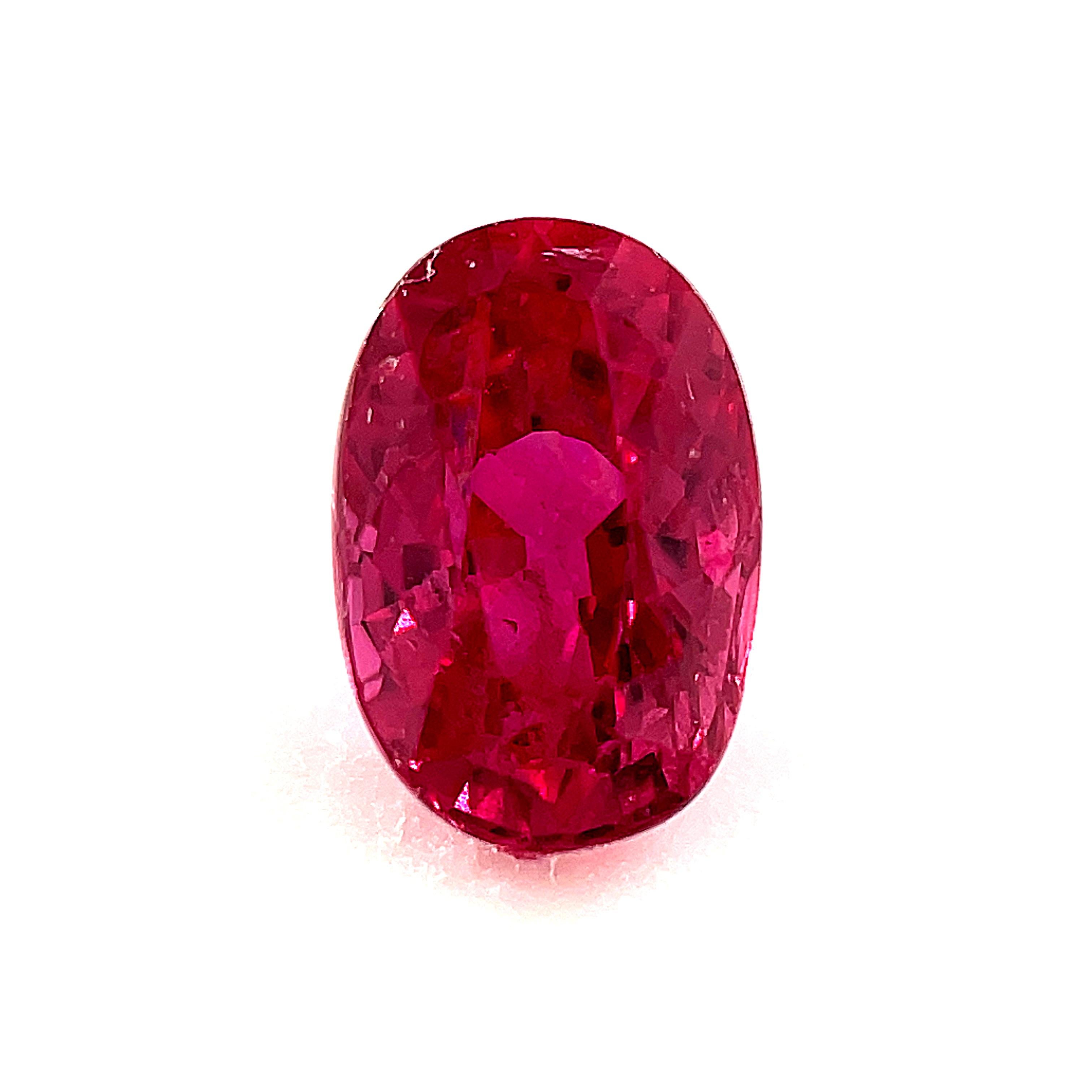 Oval Cut 1.07 Carat Oval Loose Unset Ruby Gemstone