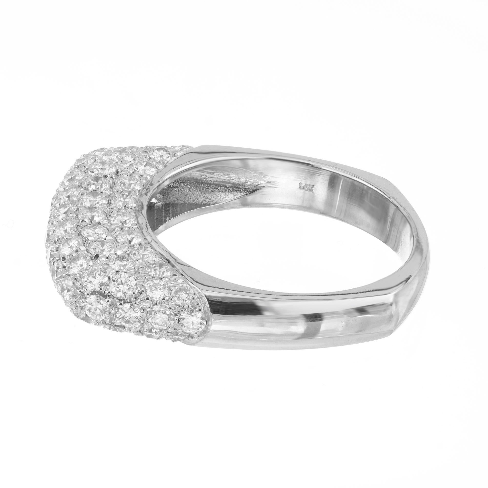 Round Cut 1.07 Carat Pave Diamond White Gold Dome Ring For Sale