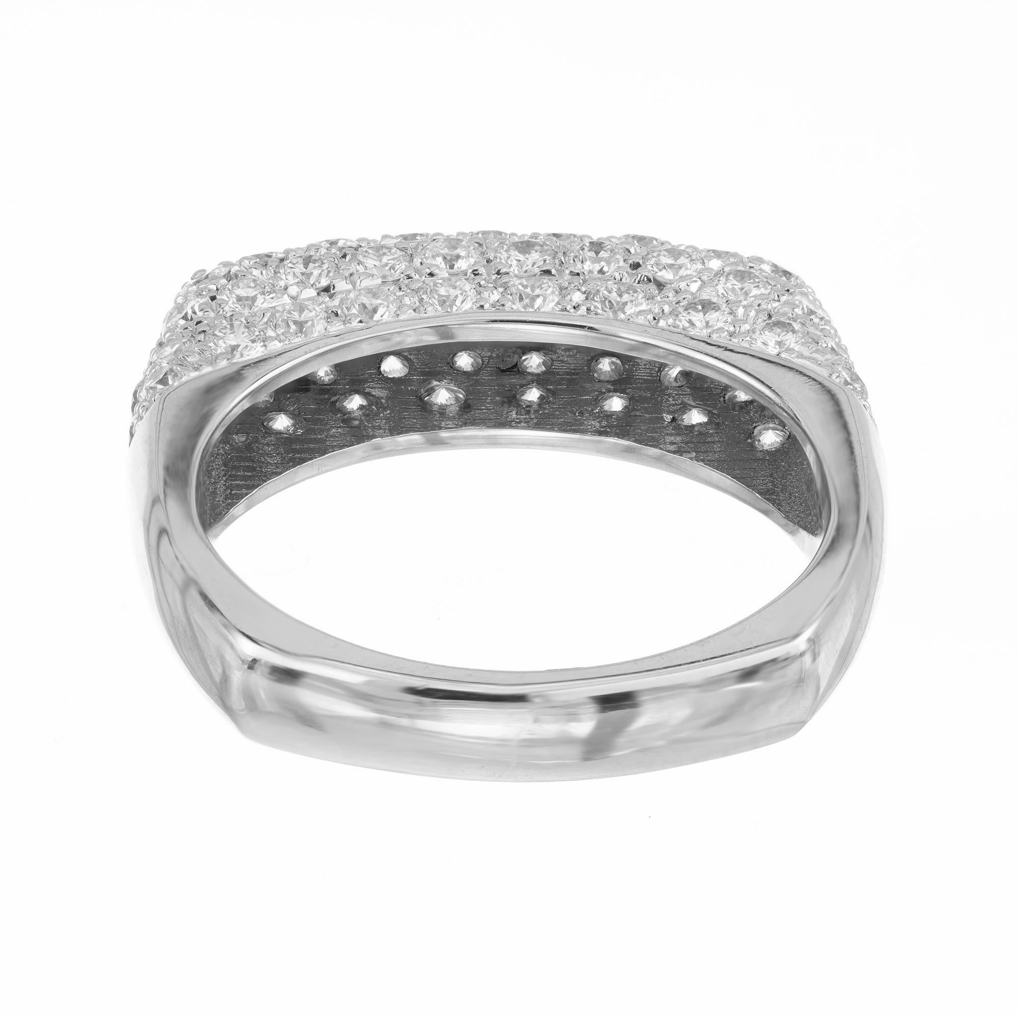 1.07 Carat Pave Diamond White Gold Dome Ring In Excellent Condition For Sale In Stamford, CT