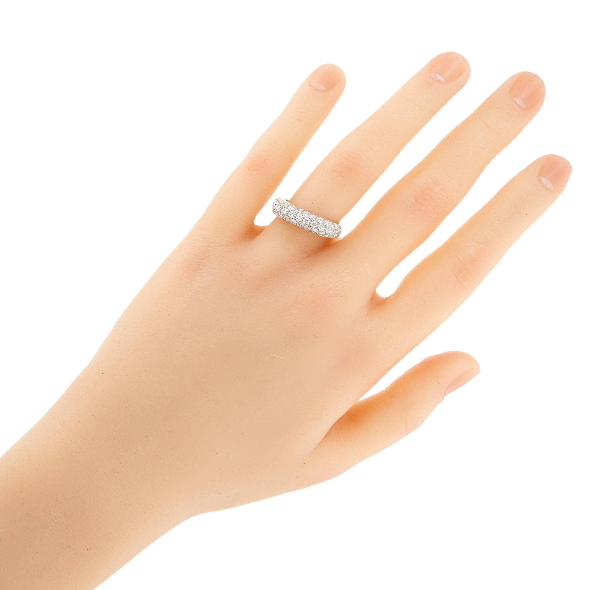 1.07 Carat Pave Diamond White Gold Dome Ring For Sale 1