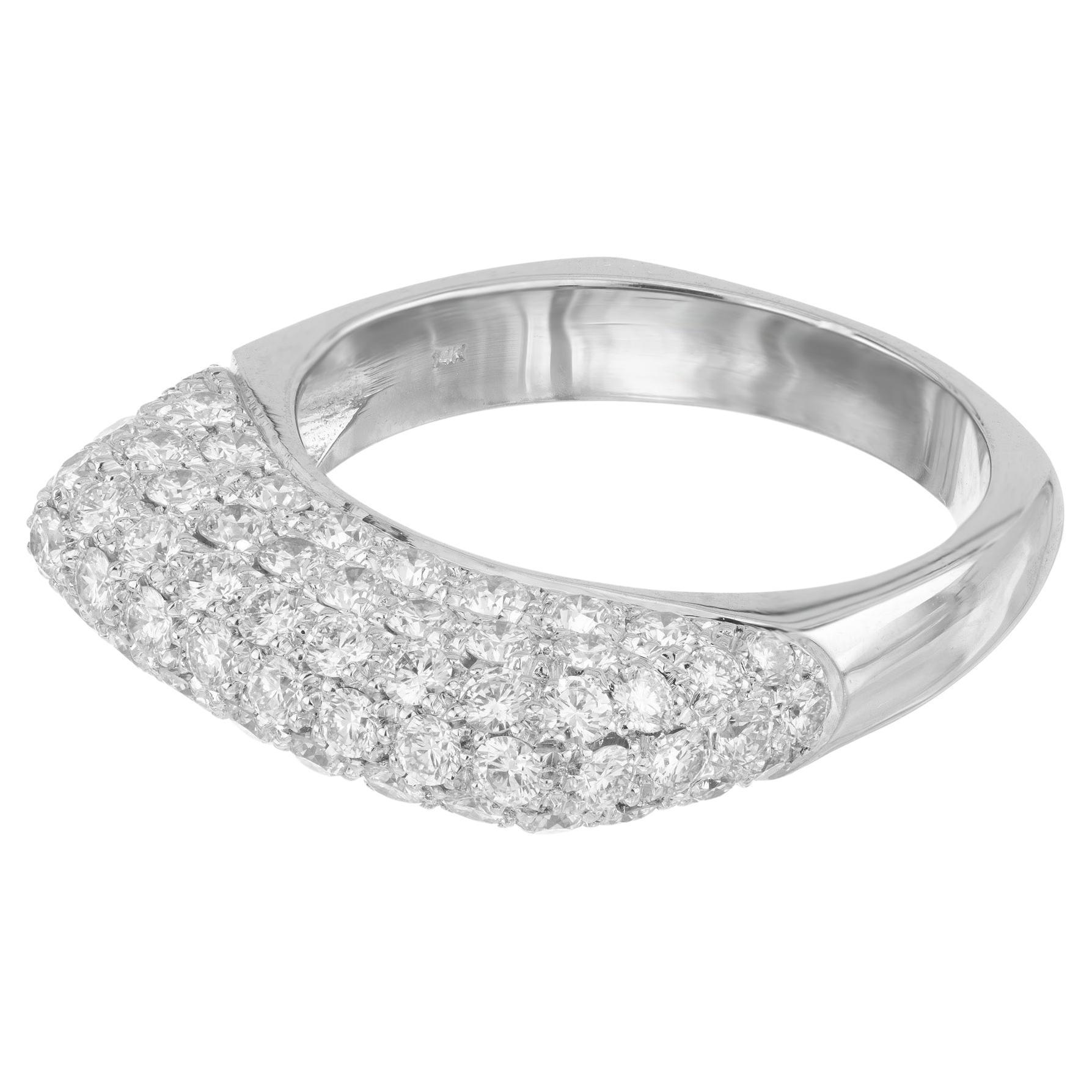 1.07 Carat Pave Diamond White Gold Dome Ring