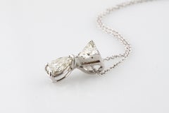 1.07 Carat Pear and Trillion Diamond Pendant in White Gold on Chain
