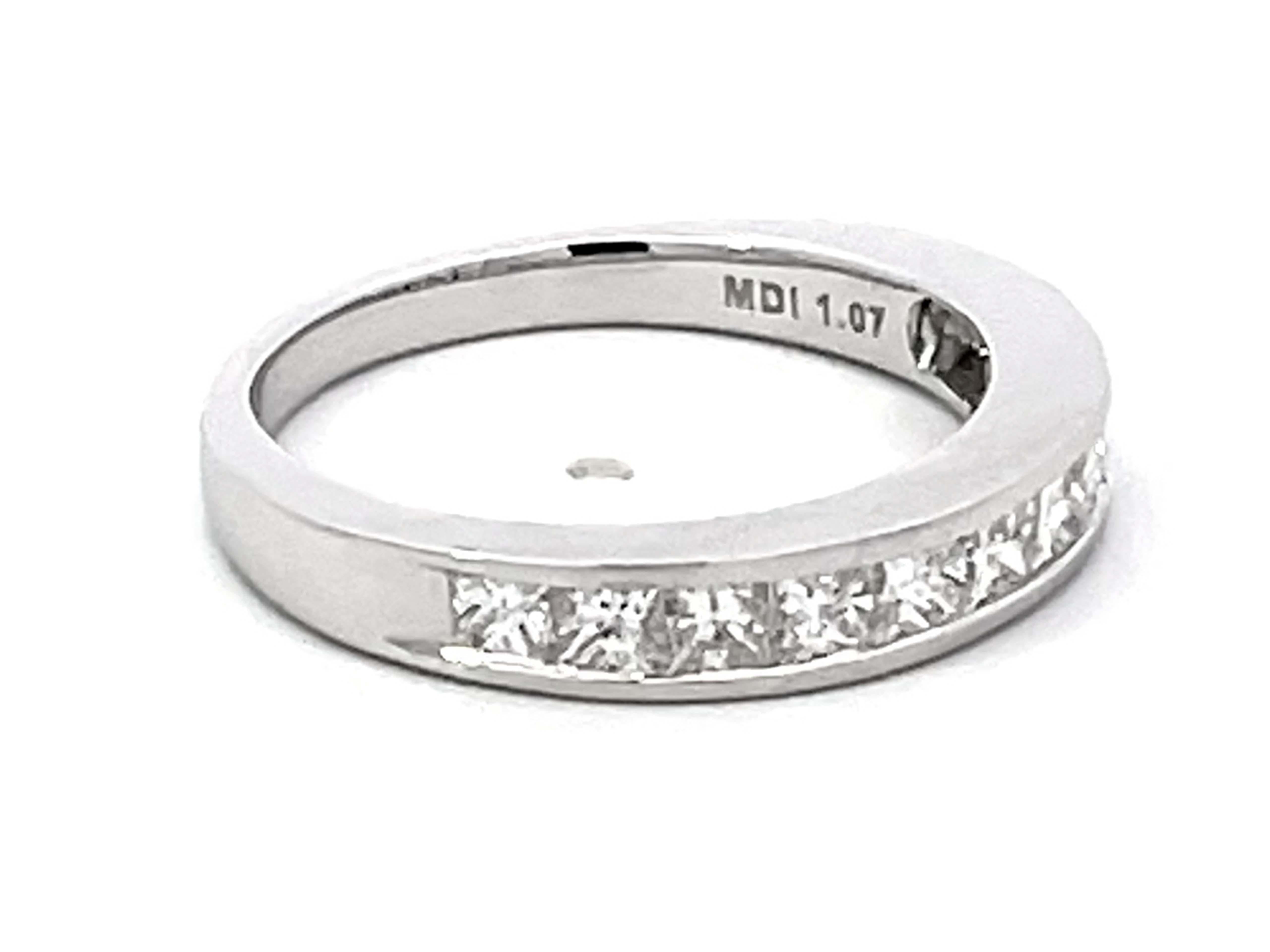 Modern 1.07 Carat Princess Cut Channel Set Diamond Band Ring Solid 18k White Gold For Sale