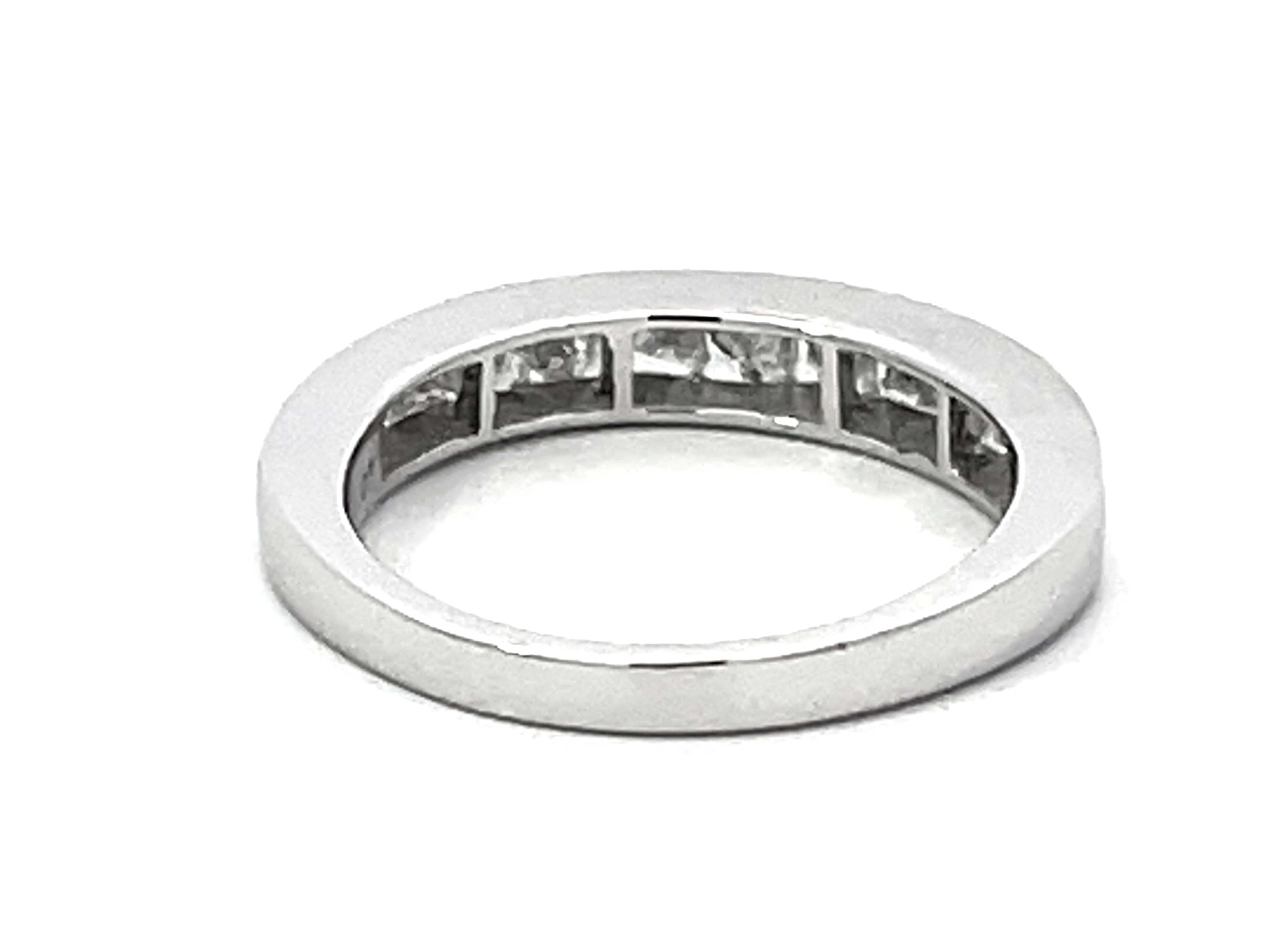 1.07 Carat Princess Cut Channel Set Diamond Band Ring Solid 18k White Gold For Sale 2