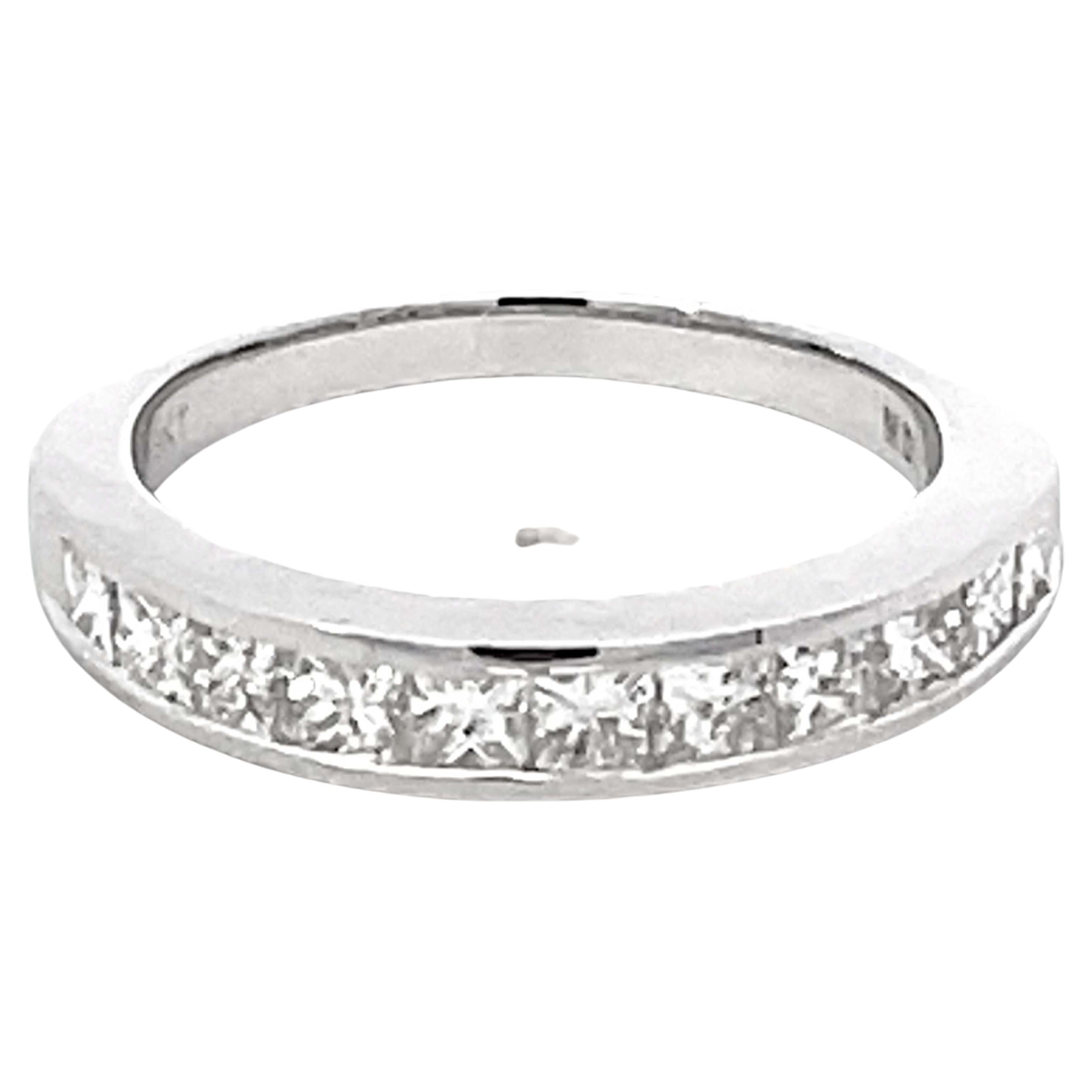 1.07 Carat Princesse anneau de diamant Channel set or blanc 18k solide