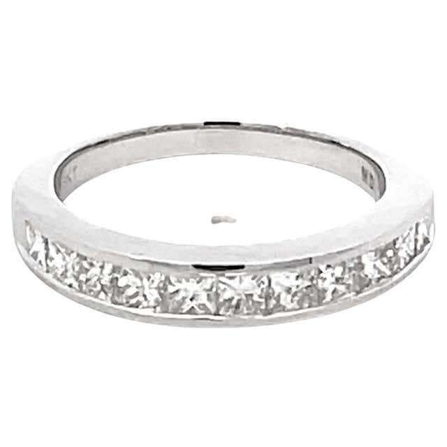 18K White Gold 4.75ctw Princess Channel Set Fiery Diamonds Wide Band ...