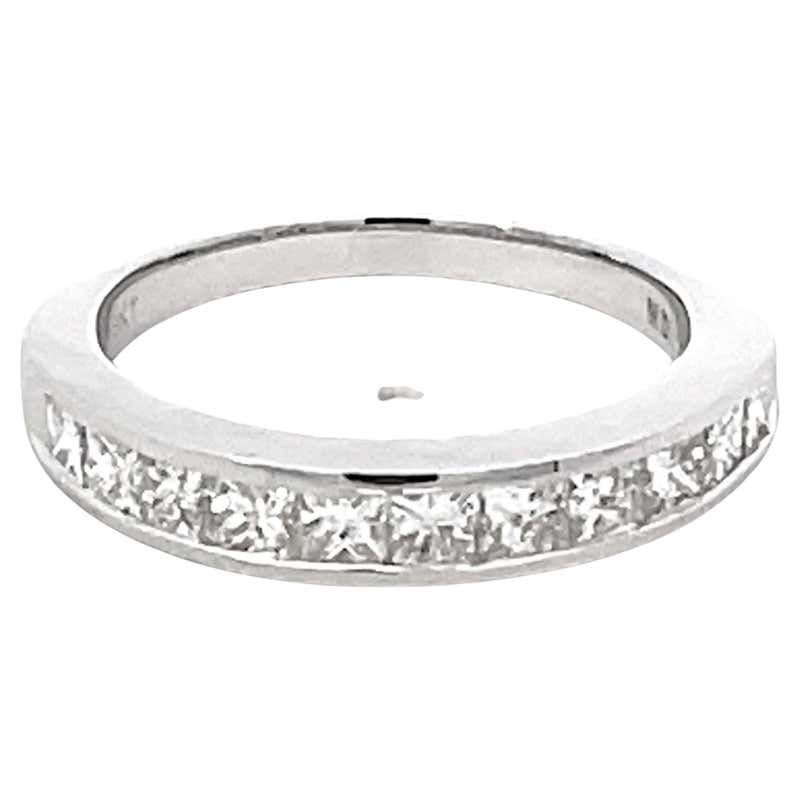 18K White Gold 4.75ctw Princess Channel Set Fiery Diamonds Wide Band ...