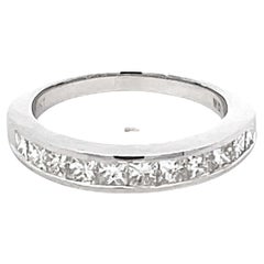 1.07 Carat Princesse anneau de diamant Channel set or blanc 18k solide