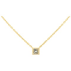 Roman Malakov 1.07 Carats Princess Cut Diamond Solitaire Bezel Pendant Necklace