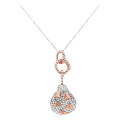1.07 Carat Round White Diamond Pendant 14 Karat Two-Tone Gold