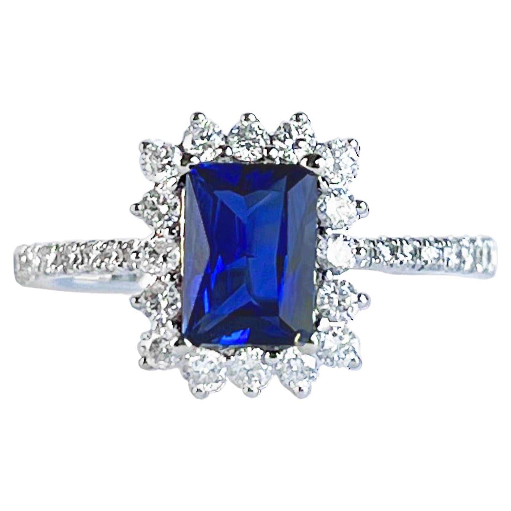 1.07 Carat Royal Blue Ceylon Natural Unheated Sapphire Ring  For Sale