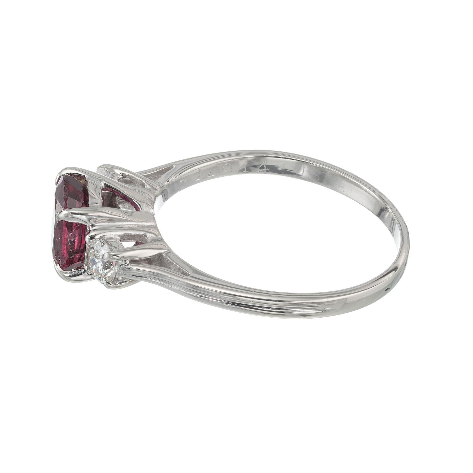 1.07 Carat Ruby Diamond White Gold Three-Stone Engagement Ring In Excellent Condition For Sale In Stamford, CT