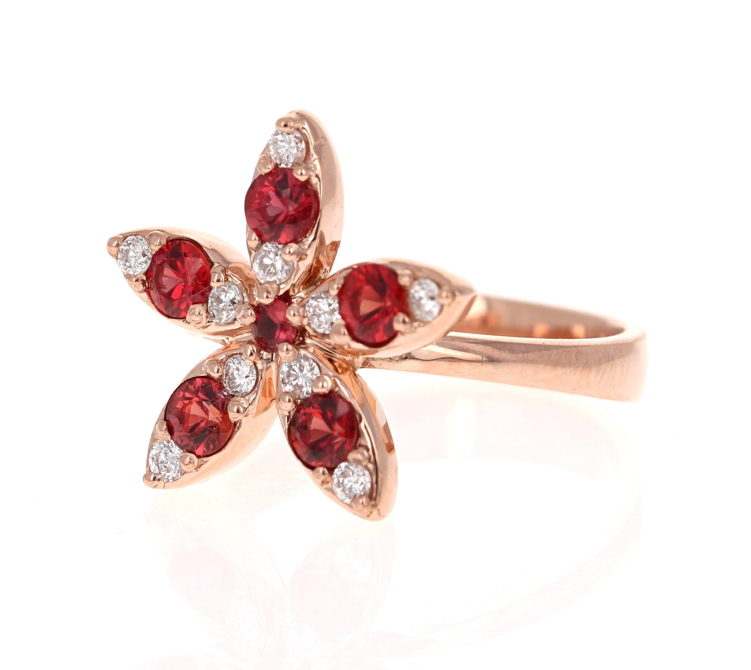 Modern 1.07 Carat Sapphire Diamond 14K Rose Gold Cocktail Ring For Sale