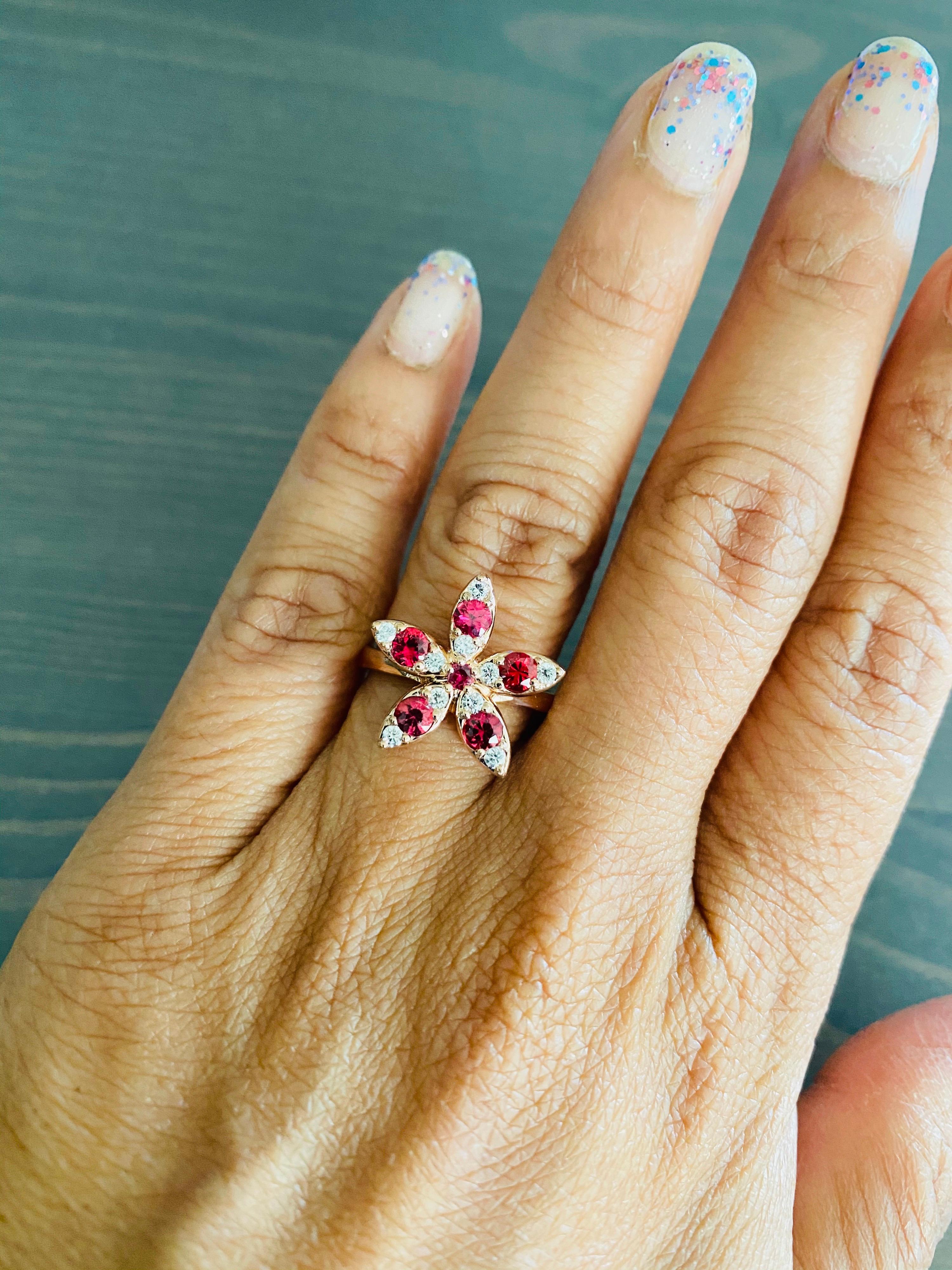 1.07 Carat Sapphire Diamond 14K Rose Gold Cocktail Ring In New Condition For Sale In Los Angeles, CA