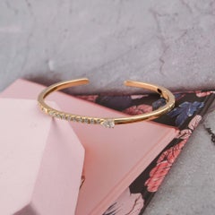1.07 Carat SI Clarity HI Color Diamond Cuff Bangle Bracelet 18 Karat Yellow Gold