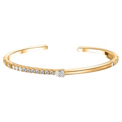 1.07 Carat SI Clarity HI Color Diamond Cuff Bangle Bracelet 18 Karat Yellow Gold