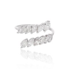 1,07 Carati SI Chiarezza HI Colore Diamante Anello Bypass Aperto Oro Bianco 18 Carati