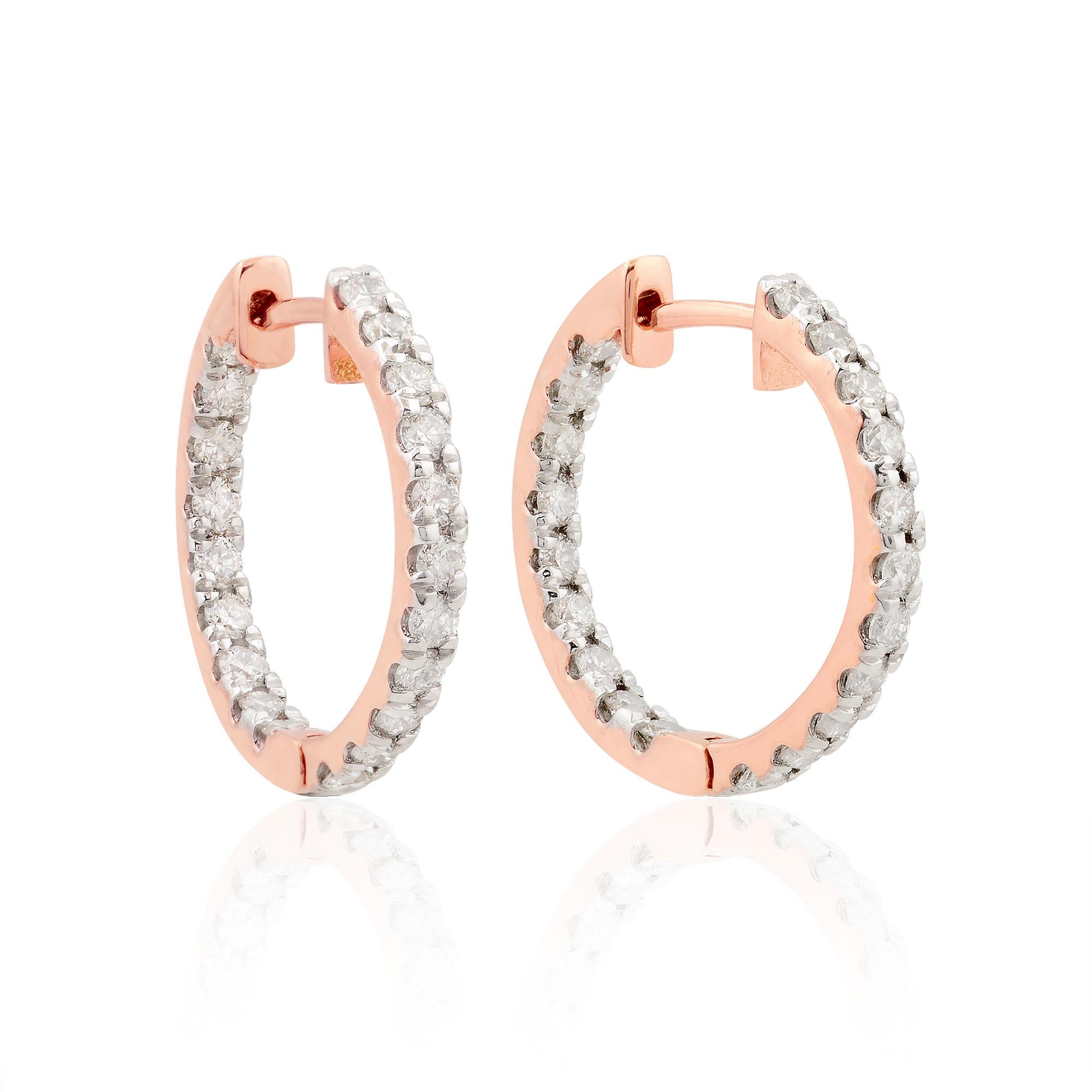 Item Code :- STE-1099N
Gross Weight :- 3.09 gm
10k Solid Rose Gold Weight :- 2.88 gm
Diamond Weight :- 1.07 carat ( SI Clarity & HI Color )
Earrings Size :- 18 mm outer diameter 

✦ Sizing
.....................
We can adjust most items to fit your
