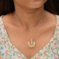 1.07 Carat SI/H Diamond Sunrise Pendant Necklace 14 Karat Yellow Gold Jewelry