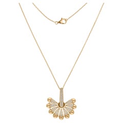 1.07 Carat SI/H Diamond Sunrise Pendant Necklace 18 Karat Yellow Gold Jewelry