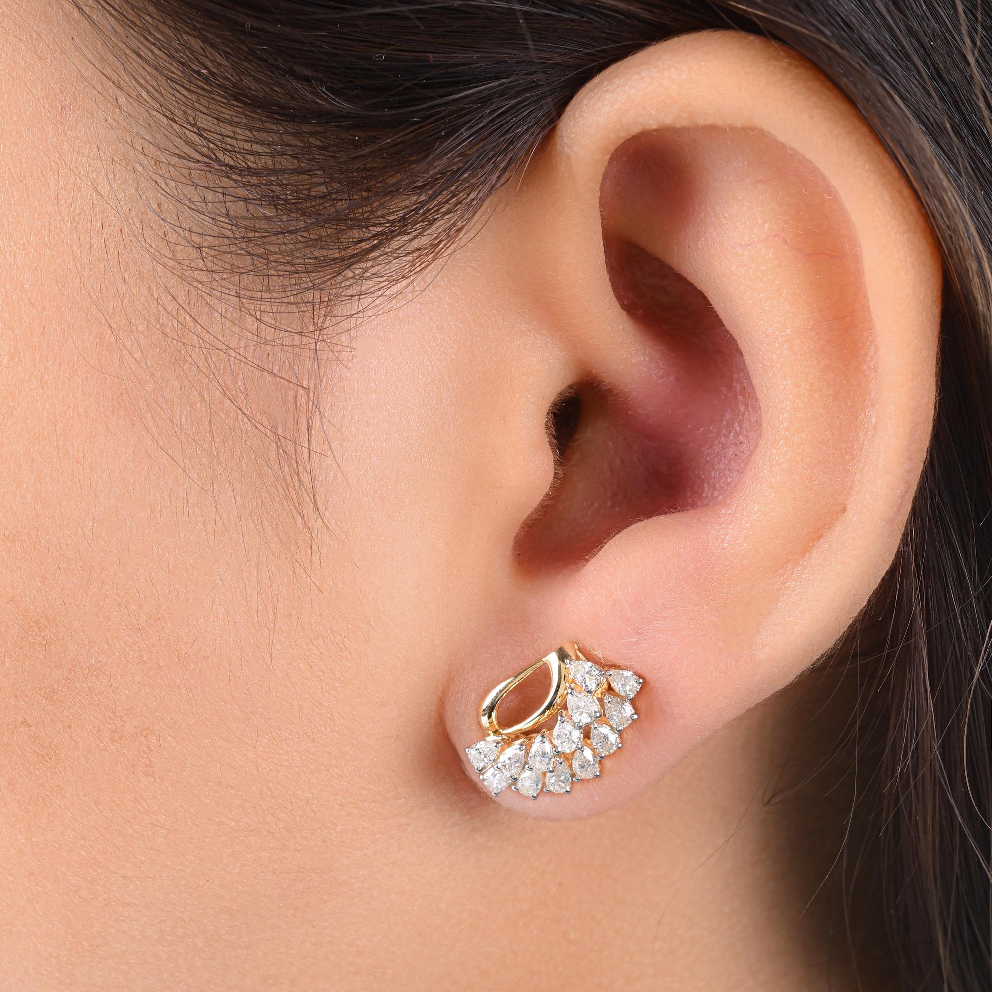 Pear Cut 1.07 Carat SI/H Pear Brilliant Cut Diamond Earrings 14 Karat White Yellow Gold For Sale