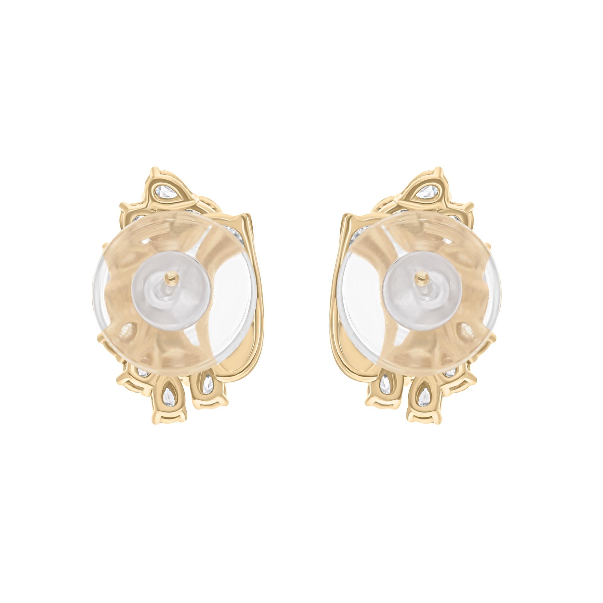 1.07 Carat SI/H Pear Brilliant Cut Diamond Earrings 14 Karat White Yellow Gold In New Condition For Sale In Diera, Dubai