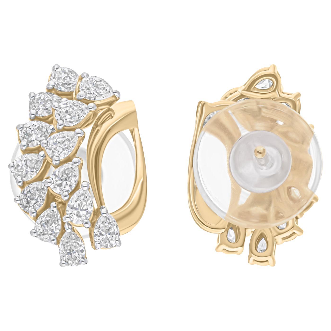 1,07 Karat SI/H Birnenschliff Diamant-Ohrringe im Brillantschliff 18 Karat Weiß-Gelbgold im Angebot
