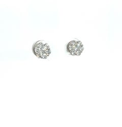 1.07 Carats Cluster Diamond Stud Earrings