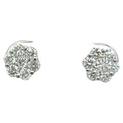 1.07 Carats Cluster Diamond Stud Earrings