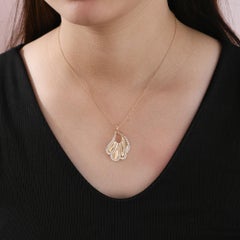 18K Yellow Gold 1.07ct Natural Diamond Fan Pendant Necklace, Cocktail Party Gift
